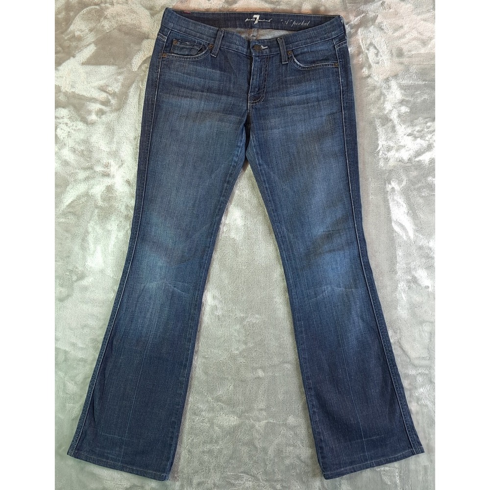 7 For All Mankind A Pocket Flare Bootcut Jeans Womens Size 28 Blue Stretch Denim